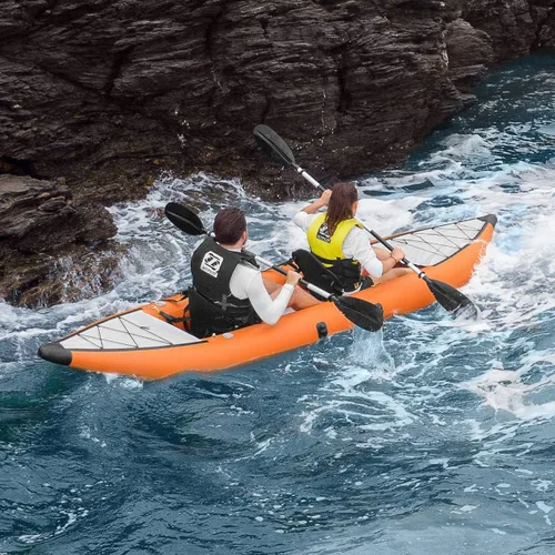 Vista 4 de AQUATEC Kayaks inflables – Opciones profesionales e intermedias, asientos individuales o tándem (dobles) – Completo con asientos, paletas