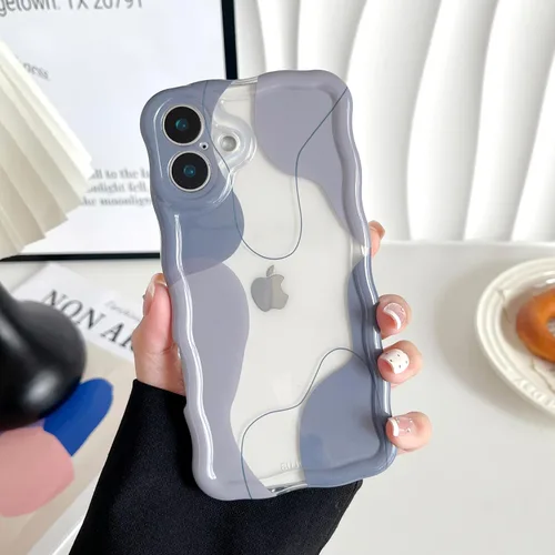Vista 27 de DEFBSC Funda para iPhone 16 con bonito diseño ondulado, color negro