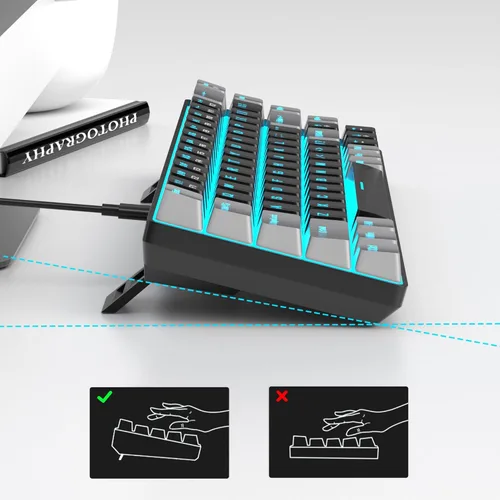 Vista 4 de MageGee MK-Box - Teclado mecánico portátil 60% para juegos, retroiluminación LED, compacto, 68 teclas, mini teclado de oficina con cable