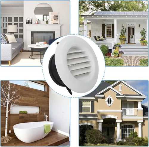 Vista 7 de Wadoy Kit de ventilación de escape Soffit de 4 pulgadas para ventilador de escape de baño, cubierta de ventilación redonda con una pantalla de mosca