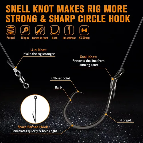 Vista 3 de Dovesun Pre-Tied Catfish Rig System, 23 Inch 55LB Santee Cooper Catfish Float Rig with Adjustable EVA Slip Float and High Carbon Circle Hooks 5/0