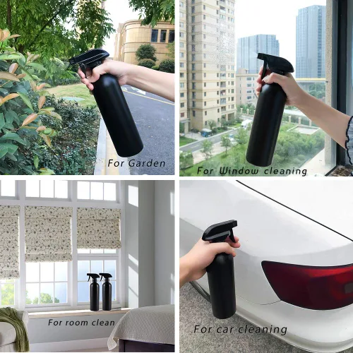 Vista 5 de Cindy's Tape Botellas de plástico negras para soluciones de limpieza de 16 onzas (paquete de 4), resistentes, opacas, recargables, reutilizables