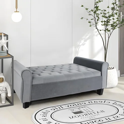 Vista 85 de Babion Banco otomano de almacenamiento con brazos, banco de extremo de cama para dormitorio, banco de almacenamiento con botones para entrada, sala