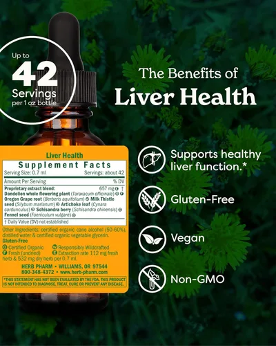 Vista 2 de Herb Pharm Liver Health Fórmula herbaria para el hígado y la vesícula biliar - 1 onza