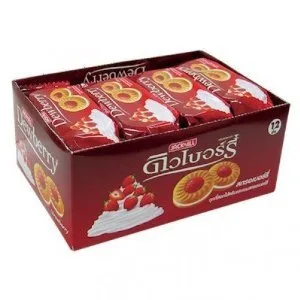 Galletas dulces de fresa, galletas de fresa, fresa, 36 gm. Unidad (paquete de 12)