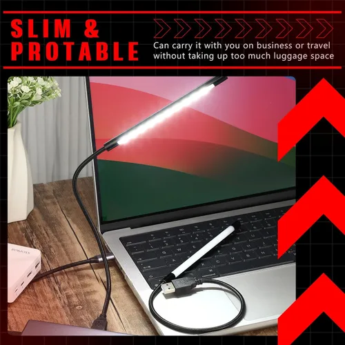 Vista 5 de Mudder Portable USB Light Laptop Light for Keyboard Flexible Stick Dimmable Touch Switch LED White Light Lamp for Laptop Computer PC (Black)