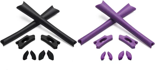 Vista 8 de Eye Opening Stuff Kits de goma de repuesto para orejas y nariz compatibles con gafas de sol Oakley Flak Jacket/Flak Jacket XLJ - Negro y negro