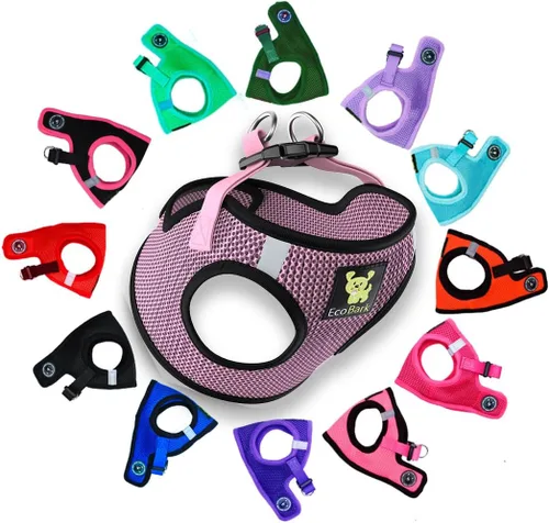 Vista 14 de EcoBark - Arnés para perro con entrada, arnés de malla lujoso y reflectante para perros XXS, XS, pequeños y medianos - Chaleco ajustable