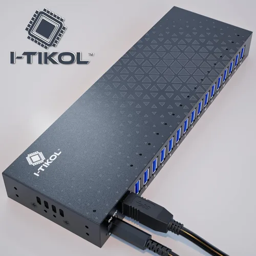 Vista 7 de Hub USB 3 0 – Hub USB alimentado por 16 puertos – Hub expansor USB de escritorio – Divisor USB de alta velocidad de hasta 5 Gbps para múltiples