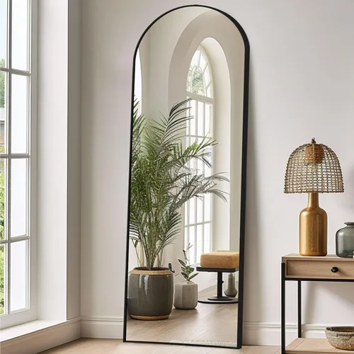 Anpark Black Arched Mirror Full Length with Stand 24" x 65" Large Full Body Dressing for Wall Standing Floor Mirror for Bedroom Wall Mounted for