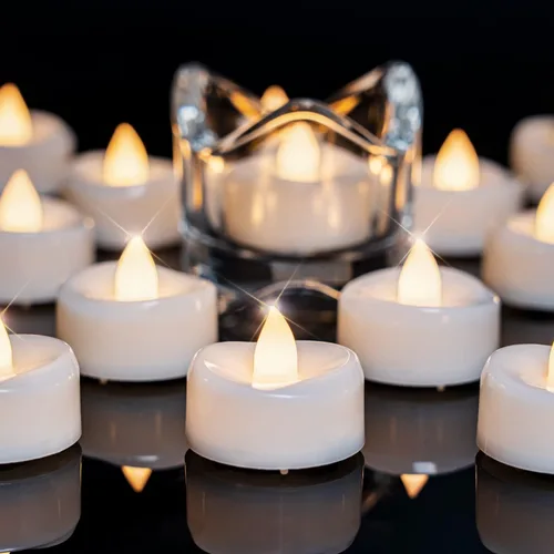 Vista 26 de Merrynights - Velas sin llama, paquete de 12 velas de té con cambio de color operadas con batería, velas sin llama de larga duración de más de 200