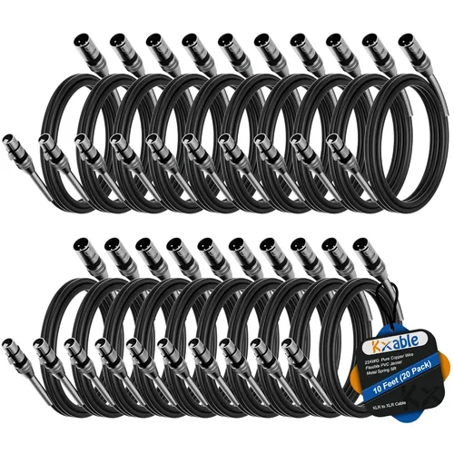 Vista 28 de Kxable - Cable de micrófono XLR 1 pie, XLR macho a hembra, cable de micrófono equilibrado de 3 pines, cable de altavoces blindado, conectores