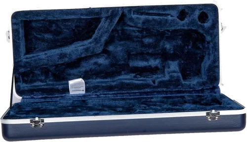 Vista 5 de Crossrock Funda para saxofón alto de ABS – Textura de diamante azul rectangular, interior de terciopelo azul profundo, cerradura de seguridad