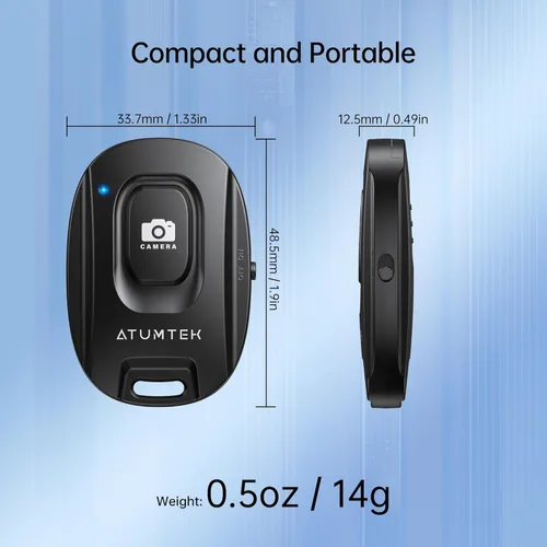 Vista 5 de ATUMTEK Obturador remoto de cámara para teléfonos inteligentes iPhone y Android (paquete de 2), botón de control remoto inalámbrico para fotos
