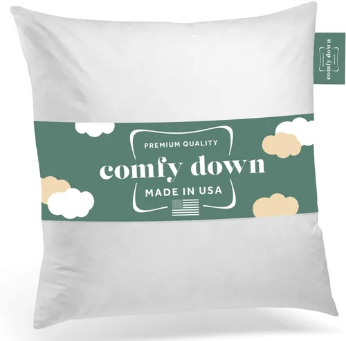 Relleno de almohada decorativa, relleno de plumón y plumas, funda 100% algodón de 233 hilos, inserto de almohada cuadrado, fabricado en Estados