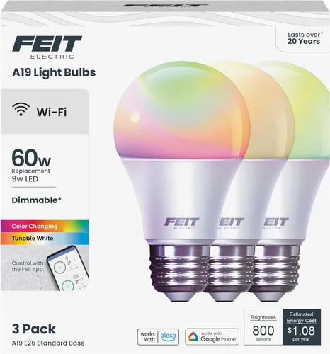 Vista 5 de Feit Electric OM60/RGBW/CA/AG Bombilla LED inteligente WiFi, cambio de color y regulable, compatible con Alexa o Google Assistant, no requiere