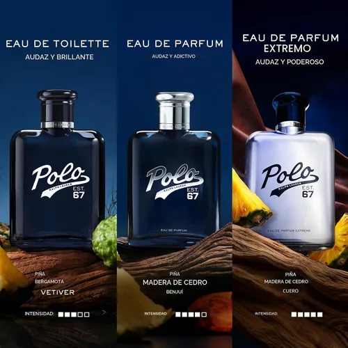 Ralph Lauren Polo 67 Extreme - Eau de Parfum Hombre - Aroma Gourmand - Con Acuerdos de Piña Caramelizada, Cedro y Cuero - Colonia para Hombre