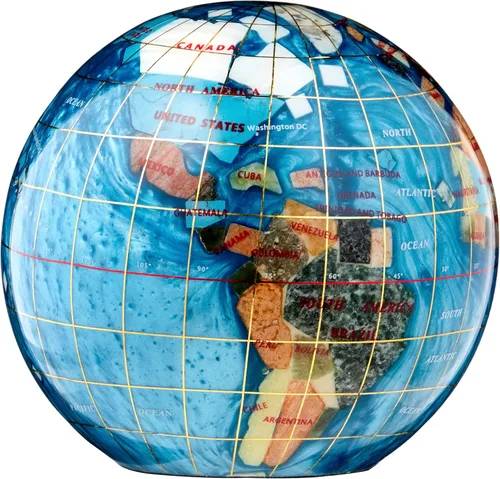 Vista 3 de Unique Art - Pisapapeles (4.3 pulgadas) de diámetro, con forma de globo de piedras preciosas (remolino de perlas ámbar)