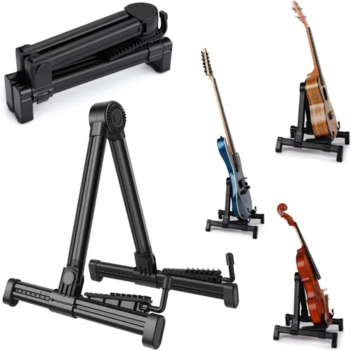 Elsjoy Paquete de 2 soportes plegables para múltiples instrumentos, soporte plegable para guitarra eléctrica, guitarra acústica, ukelele, violín,