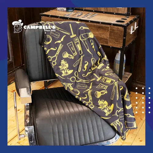 Vista 5 de Campbell's Capas de patrón antiguo para barberos y estilistas, Oro