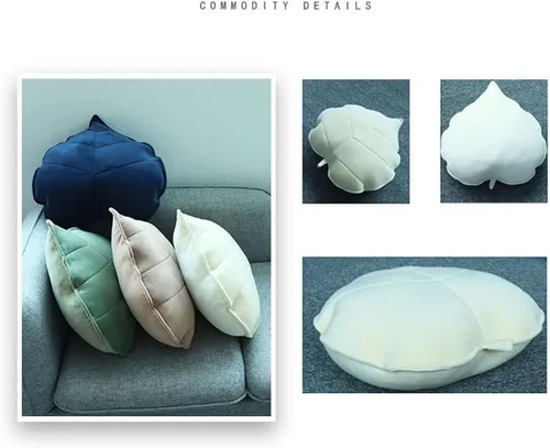 Vista 4 de Almohada de hojas de árbol, bonita almohada con forma de planta, cojín suave para dormitorio, sofá, sala de estar, decoración del hogar