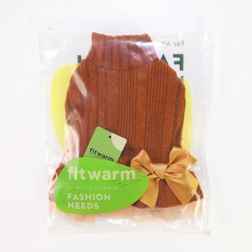 Vista 8 de Fitwarm Vestido de punto de tul para perro, ropa de invierno para perros pequeños y niñas, ropa de gato, naranja, talla M