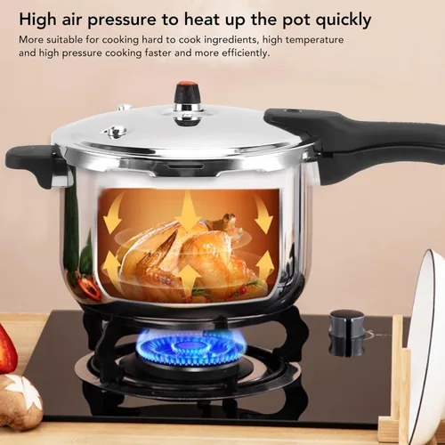 Vista 3 de Olla a presión de acero inoxidable, olla de cocción rápida con válvula de seguridad, diseño multifuncional, inteligente, universal para estufas