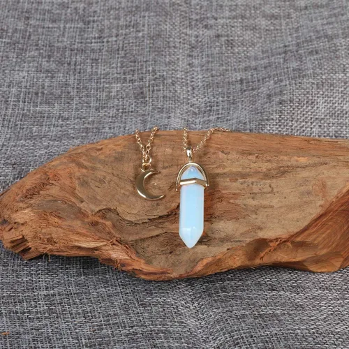 Vista 4 de Yunison Healing Crystal Stone Moon Choker Necklace Witch Jewelry for Women