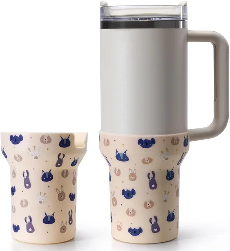 Vista 9 de Thxbag Botas de silicona para Stanley Cup de 40 onzas, funda estampada para botas con accesorios Stanley H2.0 y Quencher Adventure Tumbler