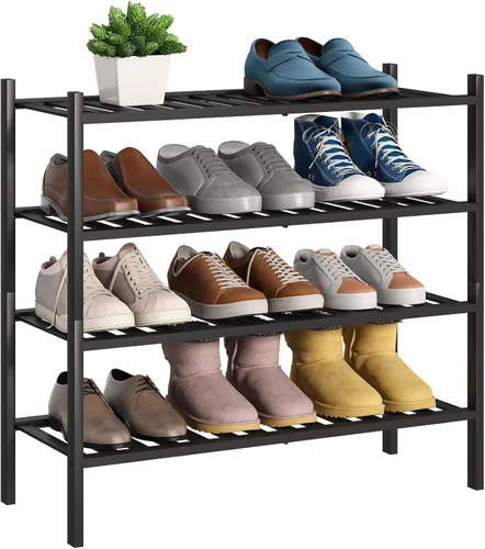 Vista 10 de BMOSU - Estantería de zapatos de bambú extendida de 3 niveles, organizador de almacenamiento premium apilable para pasillo, armario, sala de estar