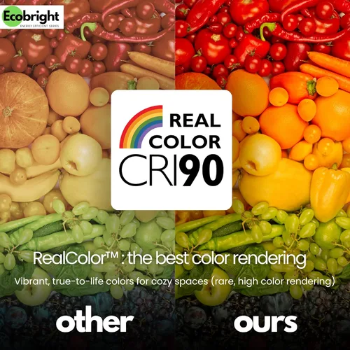 Vista 7 de EcoBright 8PK - Bombilla de filamento LED A19 regulable, 10 W (equivalente a 100 W), base E26, 1100 lúmenes, CRI90+, vidrio transparente sin