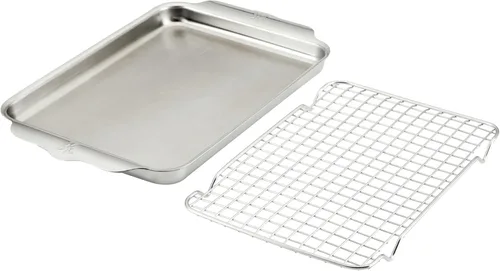 Vista 2 de Hestan Provisions OvenBond - Bandeja de tres capas de 9 x 12.5 pulgadas con estante de acero inoxidable