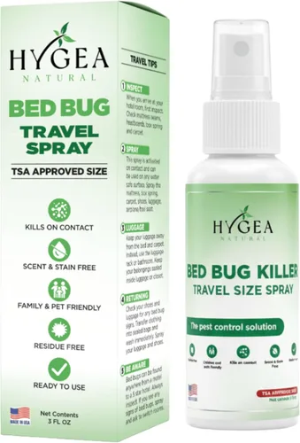 Hygea Natural - Aerosol natural para piojos, ácaros y chinches para viajes - Tamaño aprobado por la TSA – Apto para niños y mascotas – Resultados