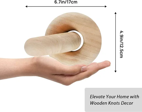 Vista 2 de Decoración de cadena de madera, cadena decorativa de 2 eslabones tallada a mano, decoración de nudo de madera bohemia para estantería, escritorio