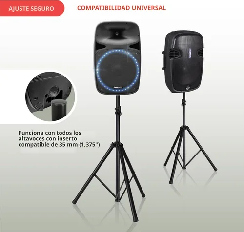 Vista 5 de Soporte universal tipo trípode para altavoz de DJ con altura ajustable, fabricado con acero resistente y duradero