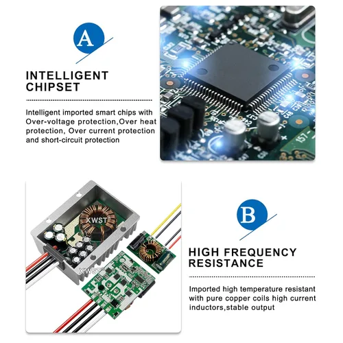 Vista 6 de Convertidor estabilizador de 9 V-36 V a 12 V Boost Buck 10 A 120 W impermeable regulador de voltaje de 12 V Volt Transformer Module