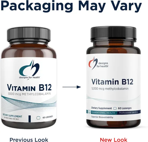 Vista 6 de Pastillas de vitamina B12 de Designs for Health - Vitaminas B12 de 5000 mcg de metilcobalamina - Suplementos de vitamina B12 - Vegano + Sin GMO