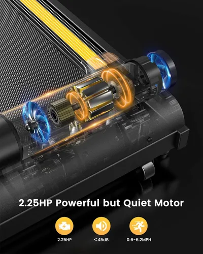 Vista 3 de UREVO Treadmill with Standing Desk Workstation, Walking Pad Treadmills for Home Office, Under Desk Compact Design Treadmill with HIIT Programs