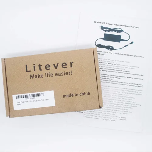 Vista 6 de Litever Fuente de alimentación, transformador LED, 12 V CC 3 amperios, 110 VCA a 12 V CC, salida máxima 3A, 36 W. Enchufe de entrada estándar de 110