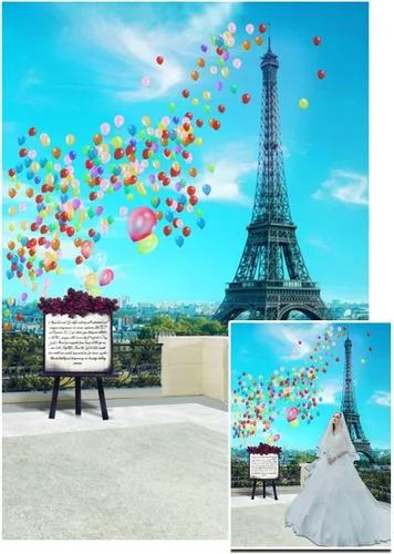 AOFOTO Telón de fondo de la Torre Eiffel de 3 x 5 pies, decoración de fiesta de cumpleaños temática de París, decoración de fiesta de cumpleaños de