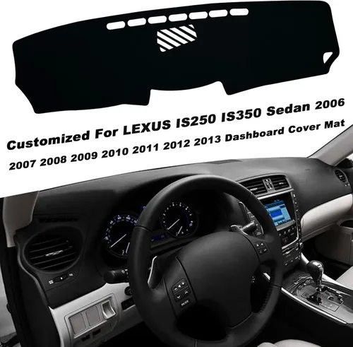 Vista 3 de Funda para salpicadero interior compatible con Lexus IS250 IS350 Sedan 2006-2013, protector de alfombra (borde negro)