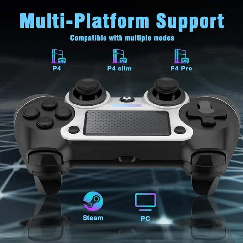Vista 2 de Jusubb for PS4 Controller Wireless, with USB Cable,600mAh Battery,Dual Vibration,6-Axis Motion Control,3.5mm Audio Jack,Multi Touch Pad,Share