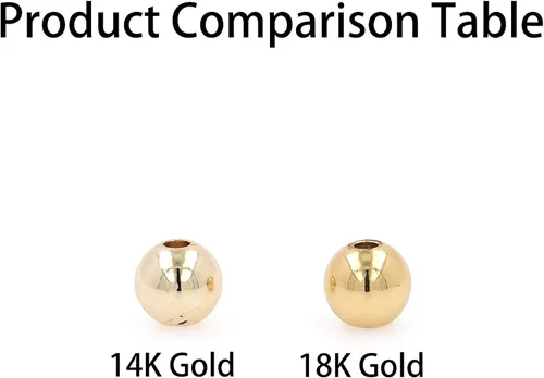 Vista 8 de 200 piezas cuentas redondas de oro de 14K, cuentas duraderas que no se desvanecen fácilmente, cuentas espaciadoras sin costuras, cuentas sueltas