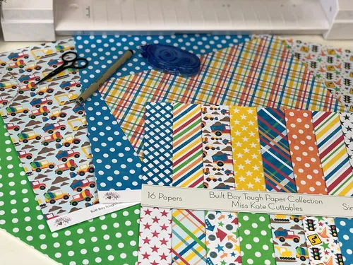 Vista 2 de Pattern Paper Pack - Built Boy Tough - Scrapbook Premium Specialty Paper Single-Sided 12"x12" Collection Includes 16 Sheets - by Miss Kate Cuttables