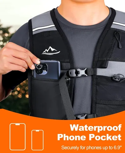 Vista 6 de Running Vest for Women Men, Lightweight Breathable Hydration Vest with Large Compartment, Reflective Running Hydration Vest, Run Water Vest for