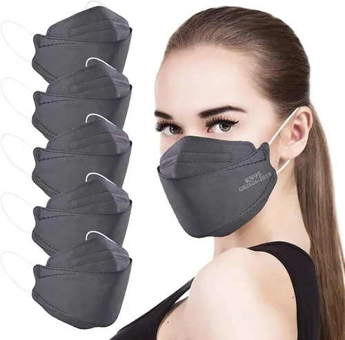 Vista 22 de 50 máscaras faciales desechables KF94 negras de seguridad de 4 capas