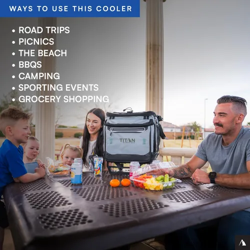 Vista 7 de Titan by Arctic Zone Collapsible Wheeled Soft Sided Cooler with Detachable Rolling AT Cart, Insulated Bag with Leak Proof Lining, for Travel, Beach