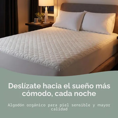 Vista 9 de Protector de colchón orgánico 100% algodón Protector de colchón orgánico GOTS transpirable y silencioso con durabilidad premium de 300 GSM Marfil