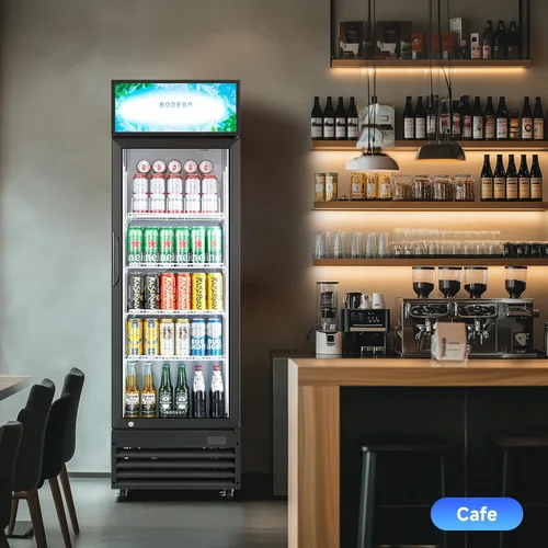 Vista 4 de Refrigerador y enfriador de bebidas comercial BODEGA BODEGACOOLER, refrigerador comercial para mercancía con luz LED suave, estantes ajustables