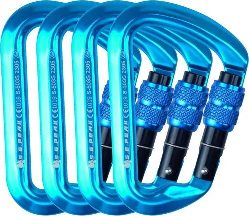 Vista 10 de SEPEAK UIAA - Mosquetón de escalada con bloqueo de 30 kN, clip profesional para puerta de tornillo resistente para escalada al aire libre